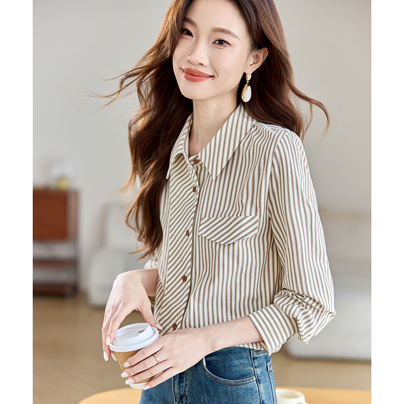 Loose France style shirt simple tops for women