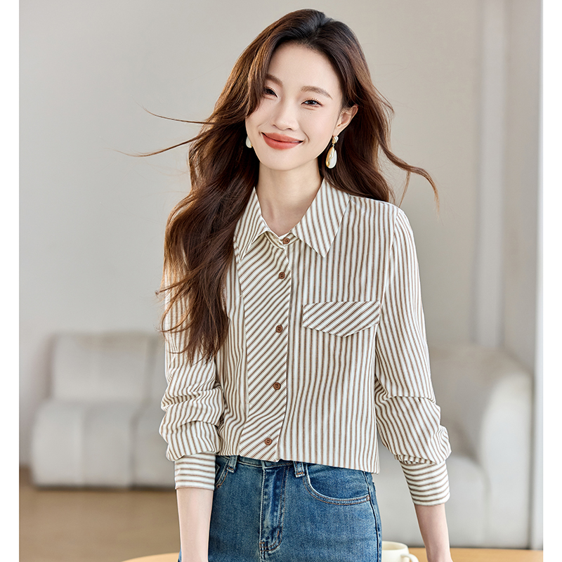 Loose France style shirt simple tops for women