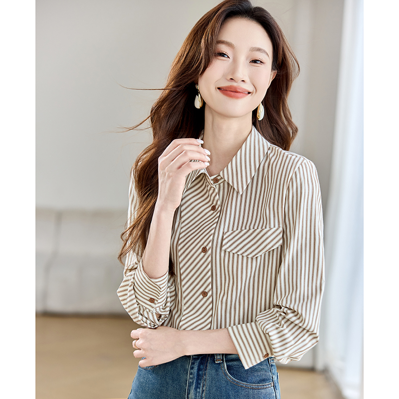 Loose France style shirt simple tops for women