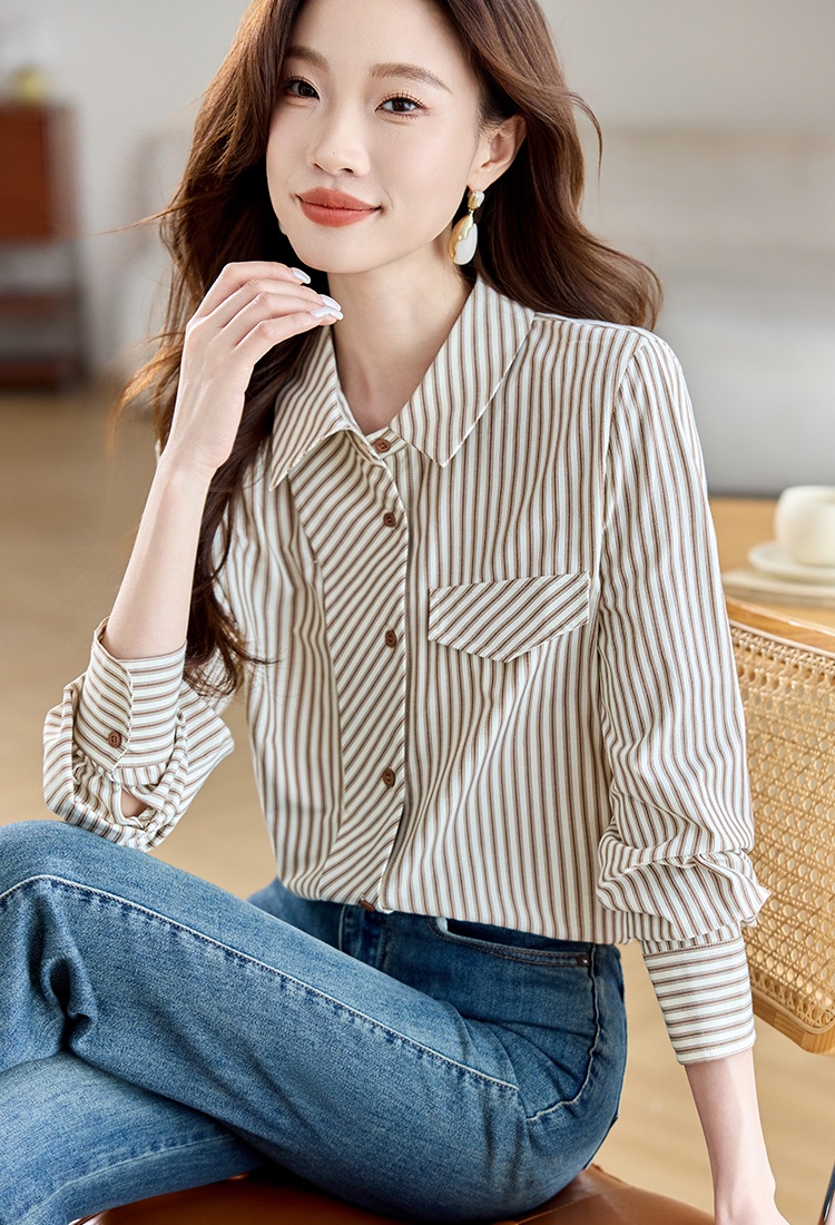 Loose France style shirt simple tops for women