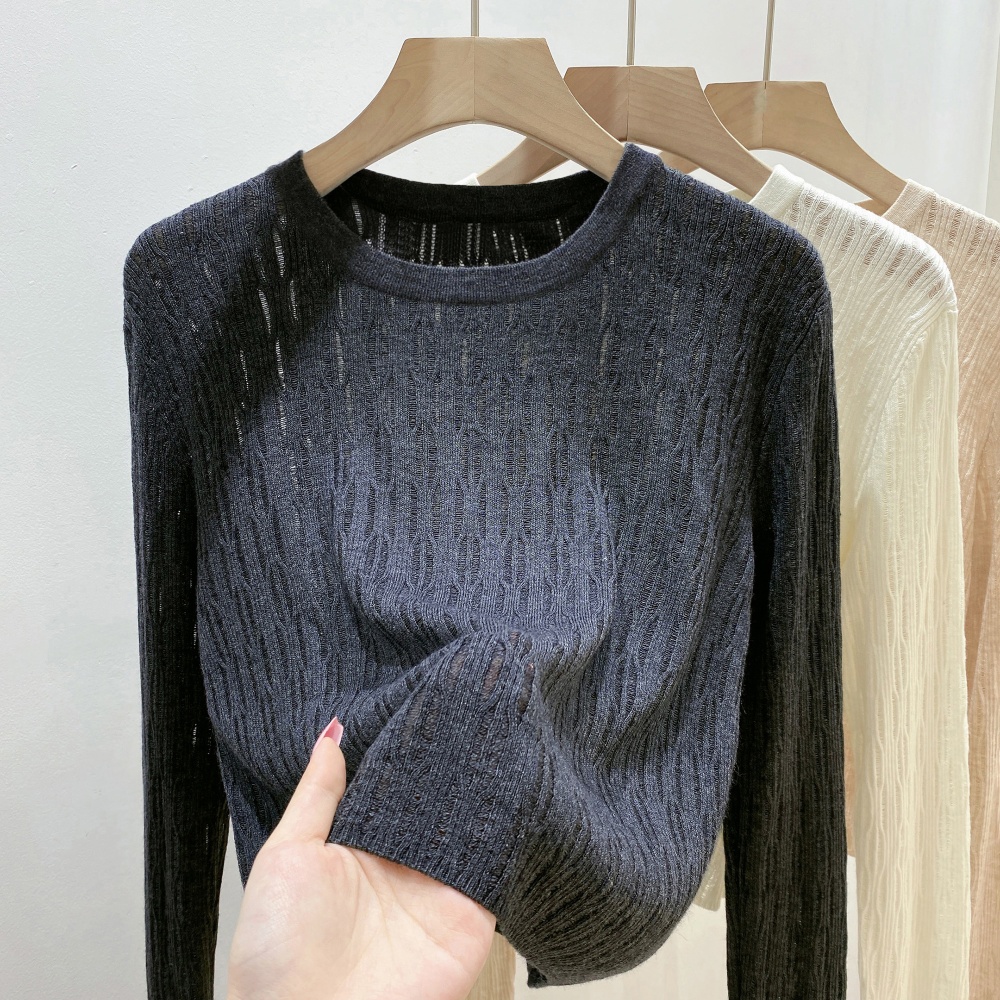 Slim loose sweater round neck bottoming tops for women