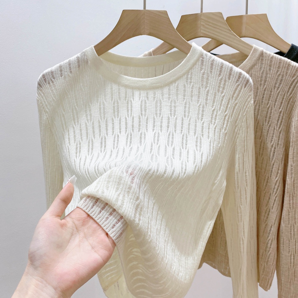 Slim loose sweater round neck bottoming tops for women