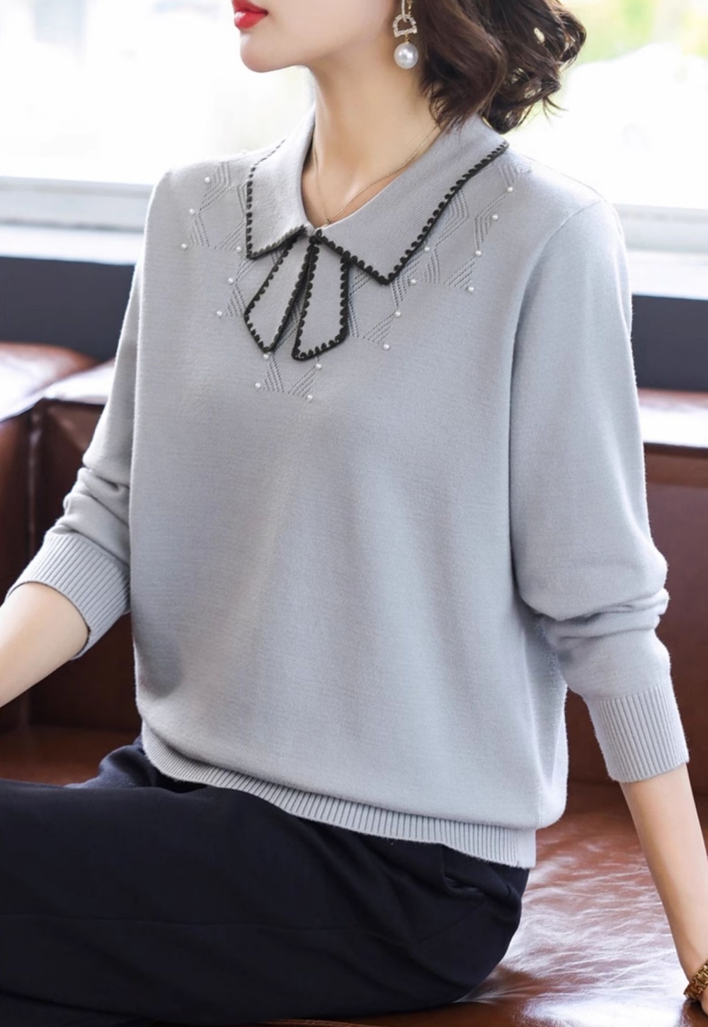 Western style knitted tops large yard bottoming shirt