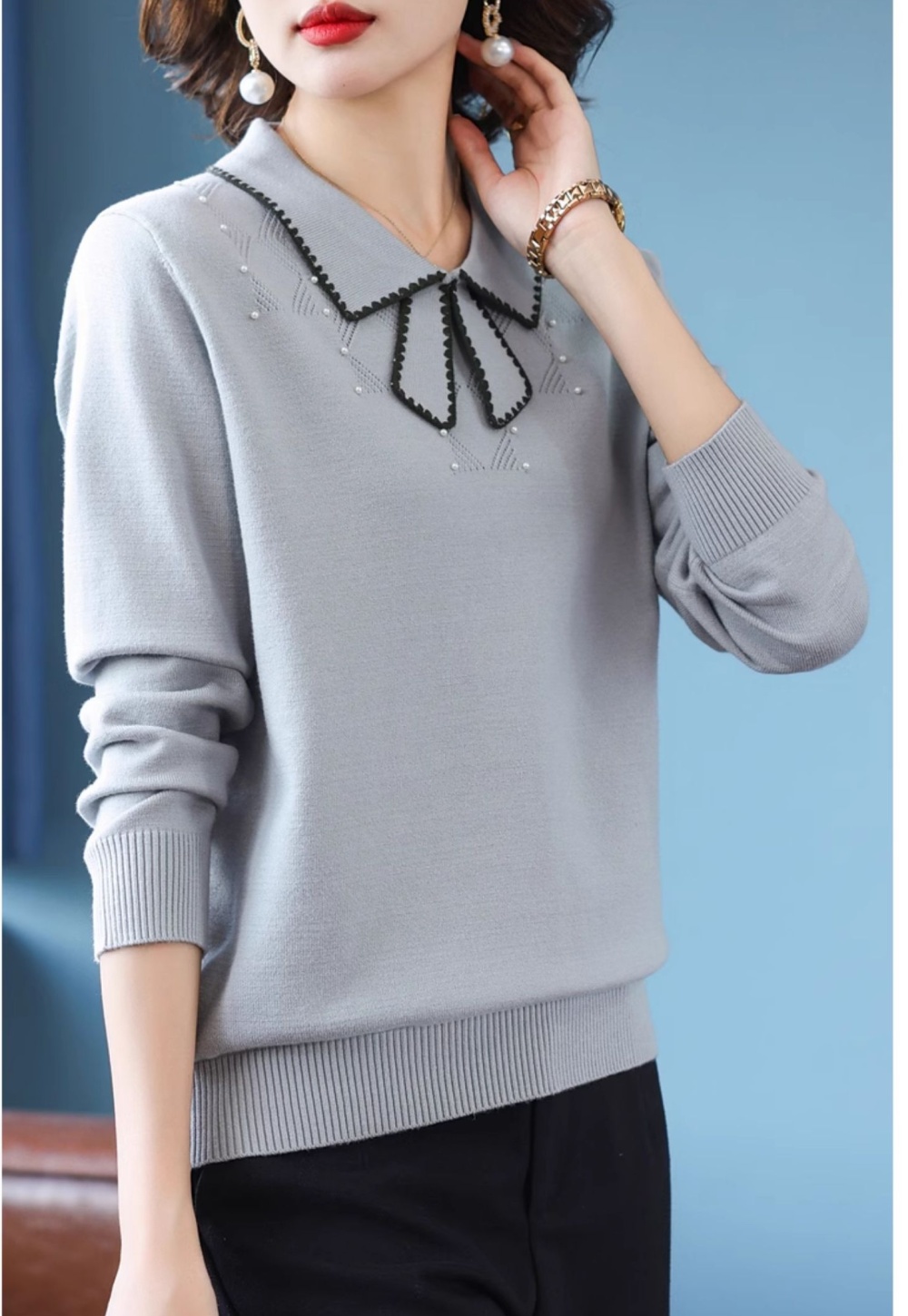 Western style knitted tops large yard bottoming shirt