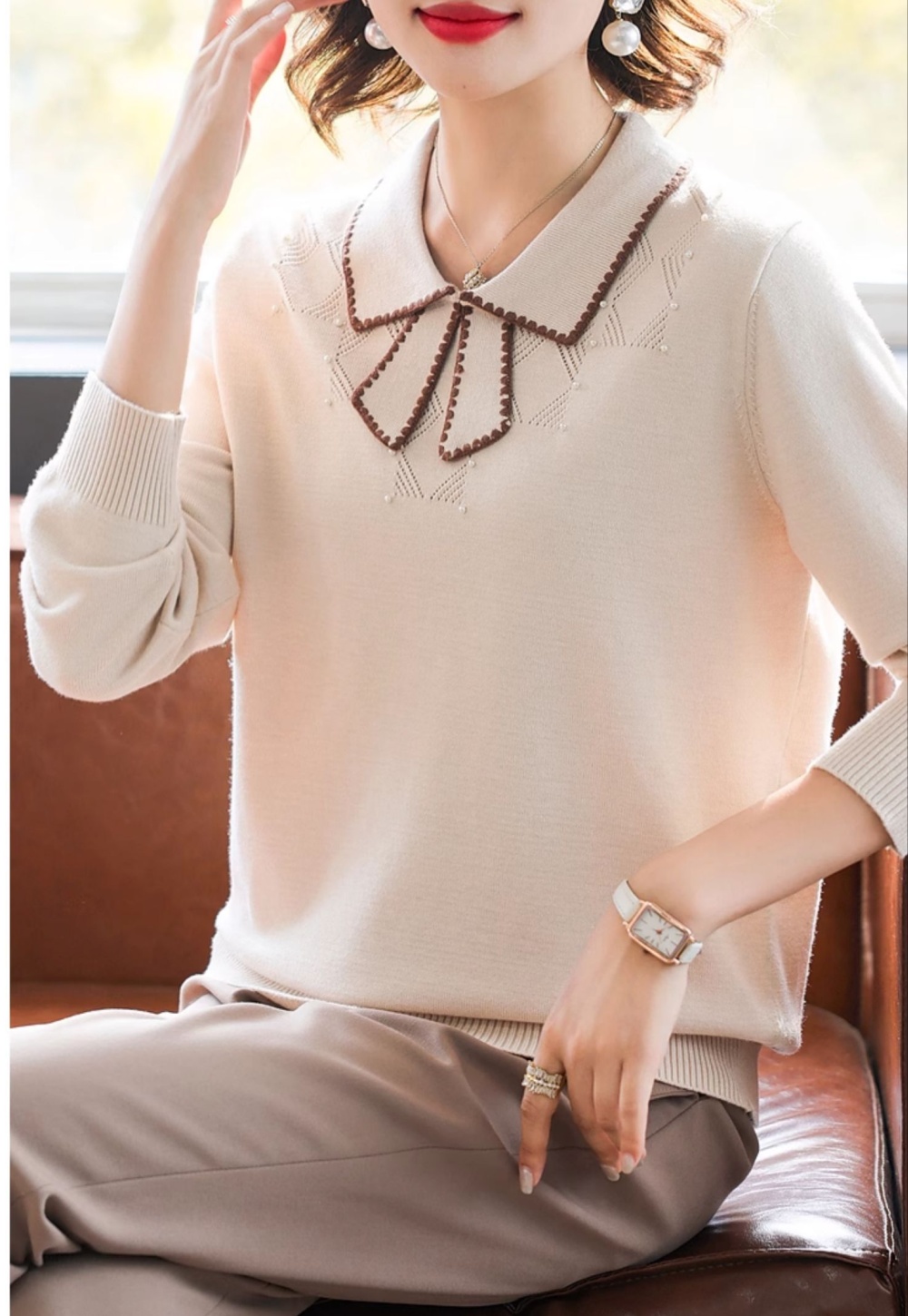 Western style knitted tops large yard bottoming shirt