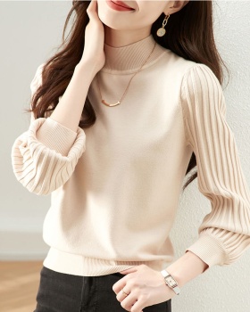 Round neck stripe sweater wool tops for women