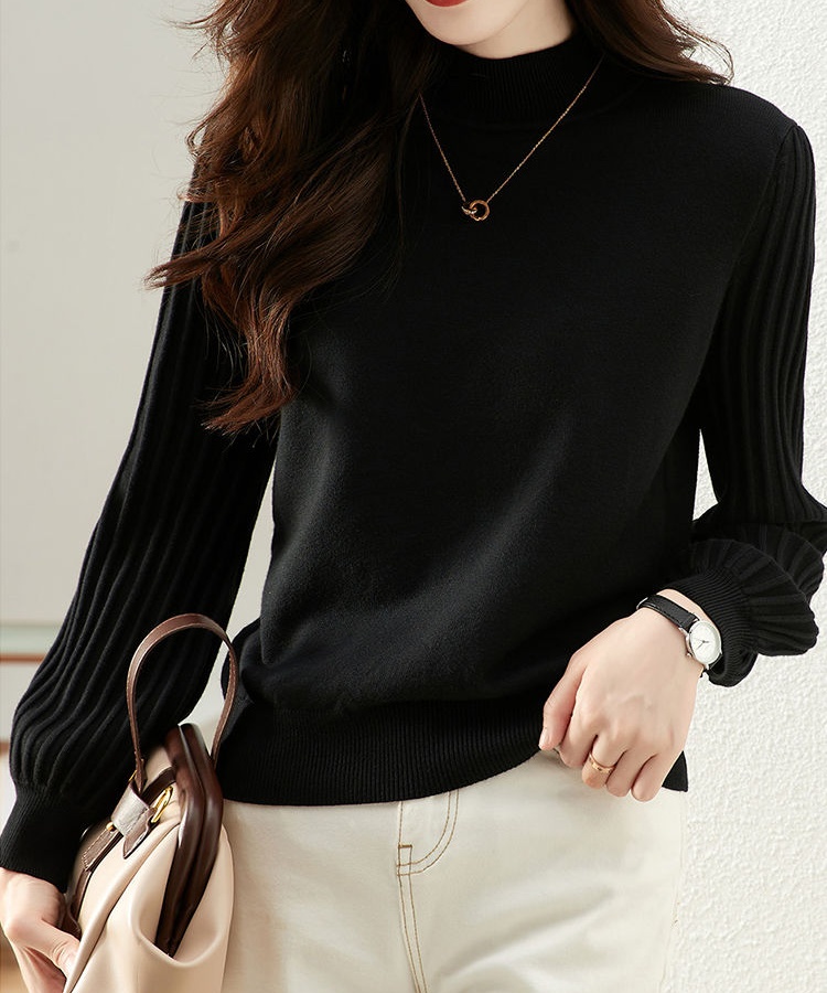 Round neck stripe sweater wool tops for women