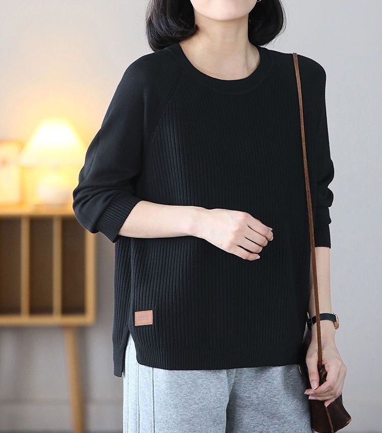 Split loose tops temperament sweater for women