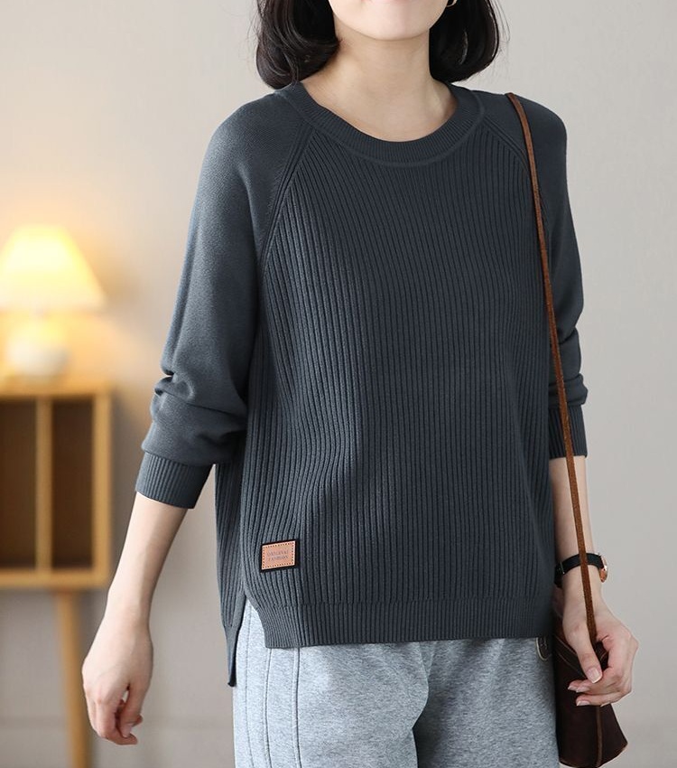 Split loose tops temperament sweater for women