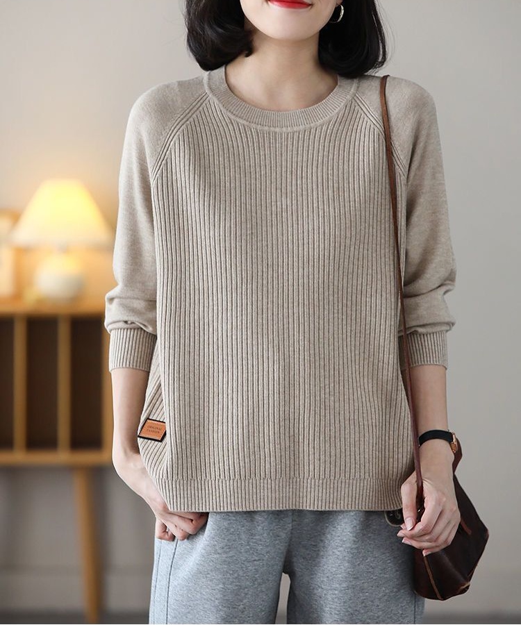 Split loose tops temperament sweater for women