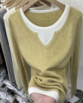 Autumn and winter sweater mixed colors tops for women