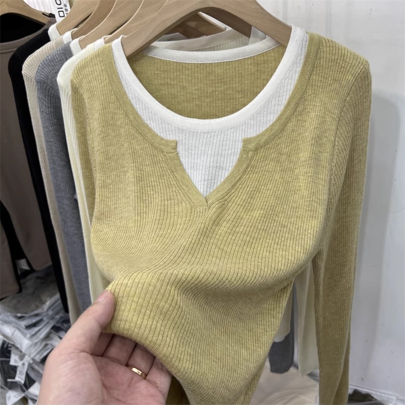 Autumn and winter sweater mixed colors tops for women