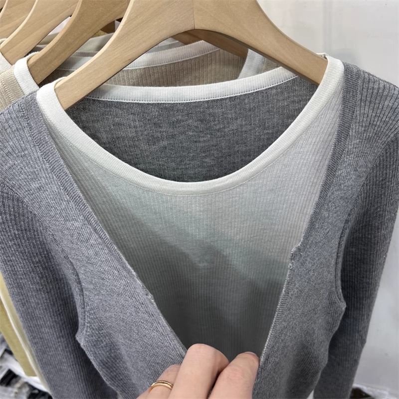 Autumn and winter sweater mixed colors tops for women