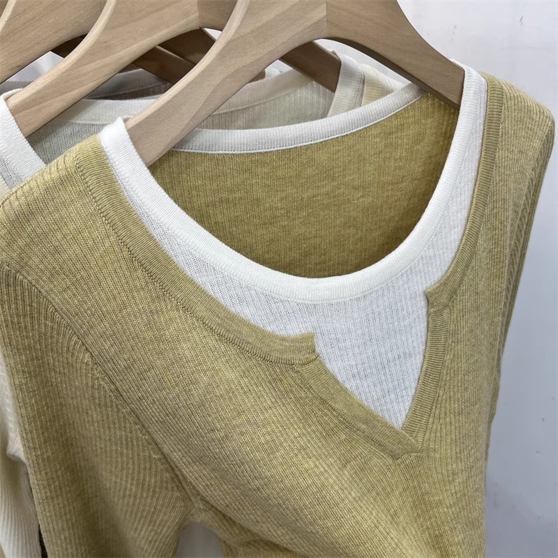 Autumn and winter sweater mixed colors tops for women