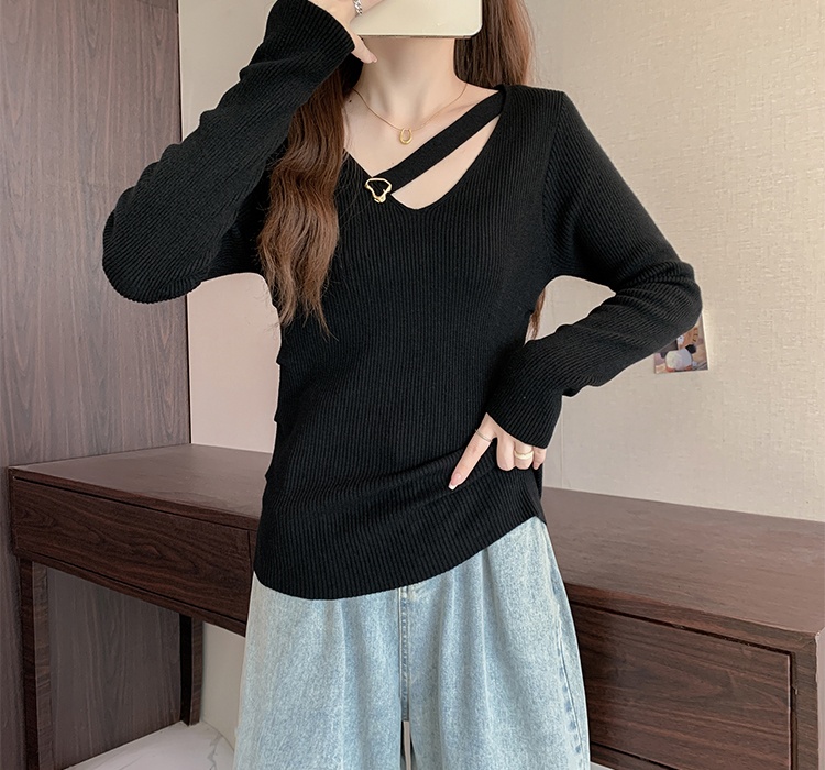 Hollow bottoming shirt halter tops for women