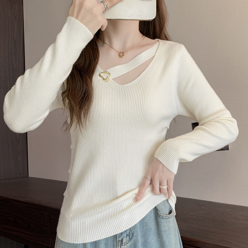 Hollow bottoming shirt halter tops for women