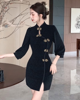 Autumn noble elegant dress retro Chinese style cheongsam