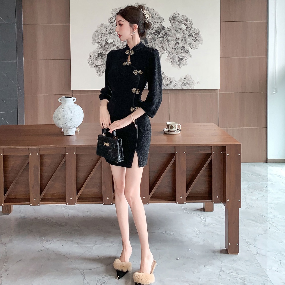 Autumn noble elegant dress retro Chinese style cheongsam