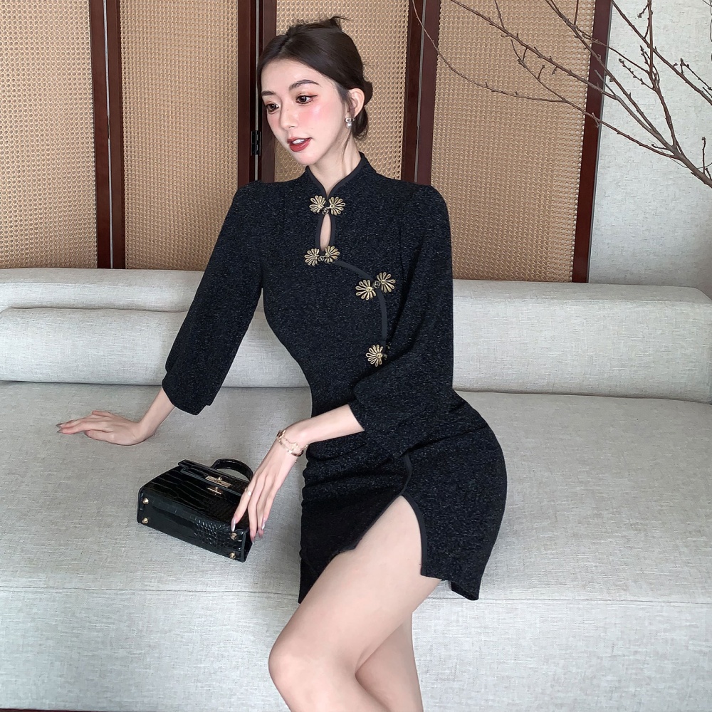 Autumn noble elegant dress retro Chinese style cheongsam