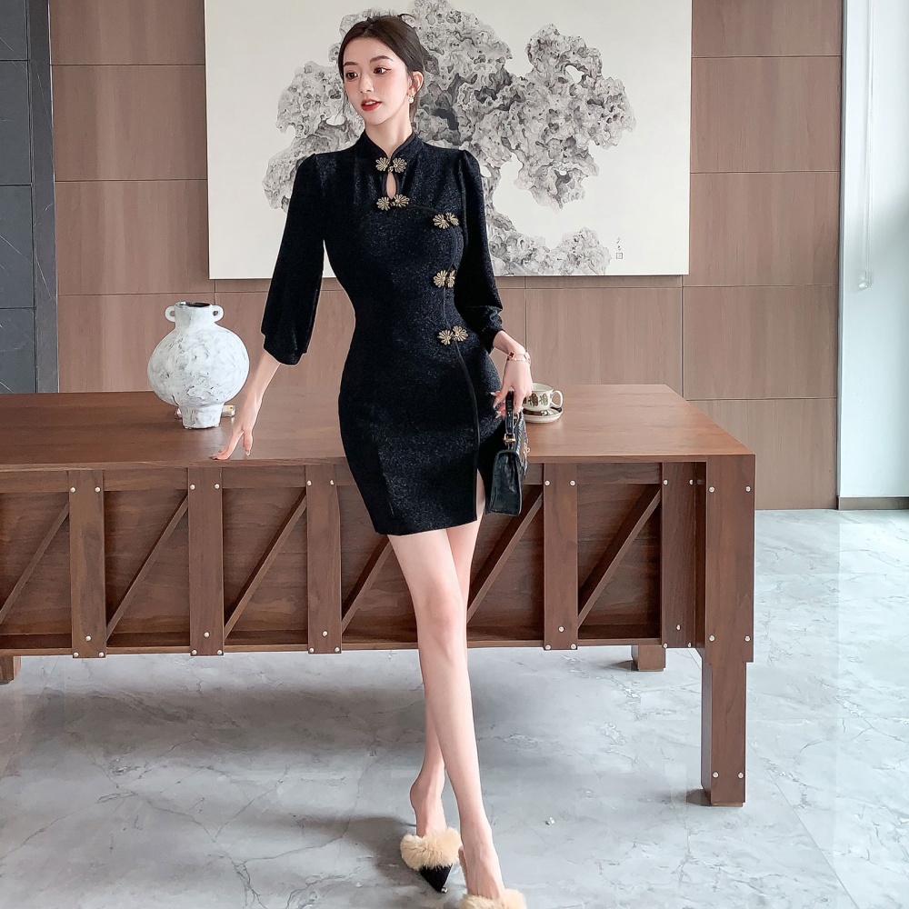 Autumn noble elegant dress retro Chinese style cheongsam