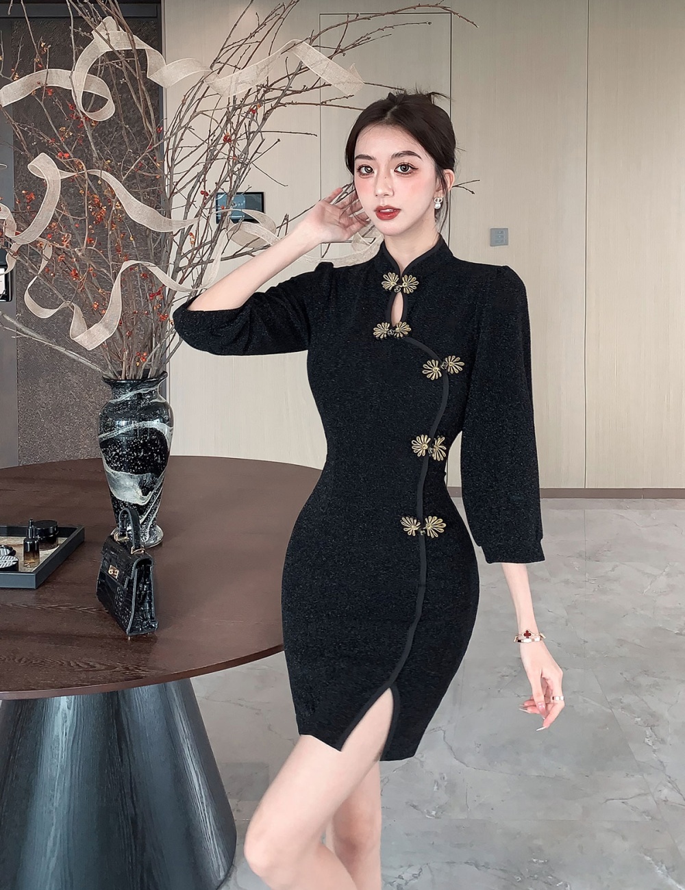 Autumn noble elegant dress retro Chinese style cheongsam