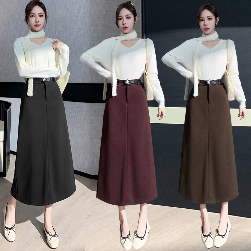 Cozy winter woolen skirt big skirt thick long skirt