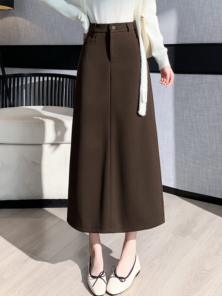 Cozy winter woolen skirt big skirt thick long skirt