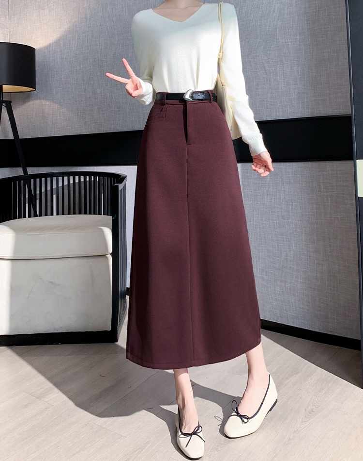 Cozy winter woolen skirt big skirt thick long skirt