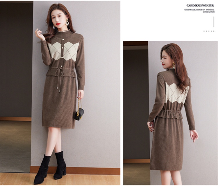 Long wool dress autumn and winter sweater dress for women