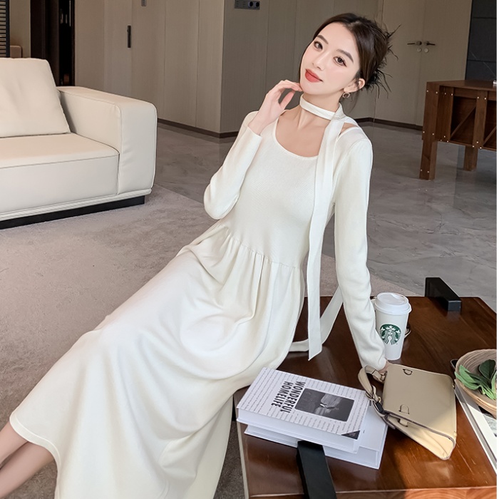 Big round neck scarves Korean style dress