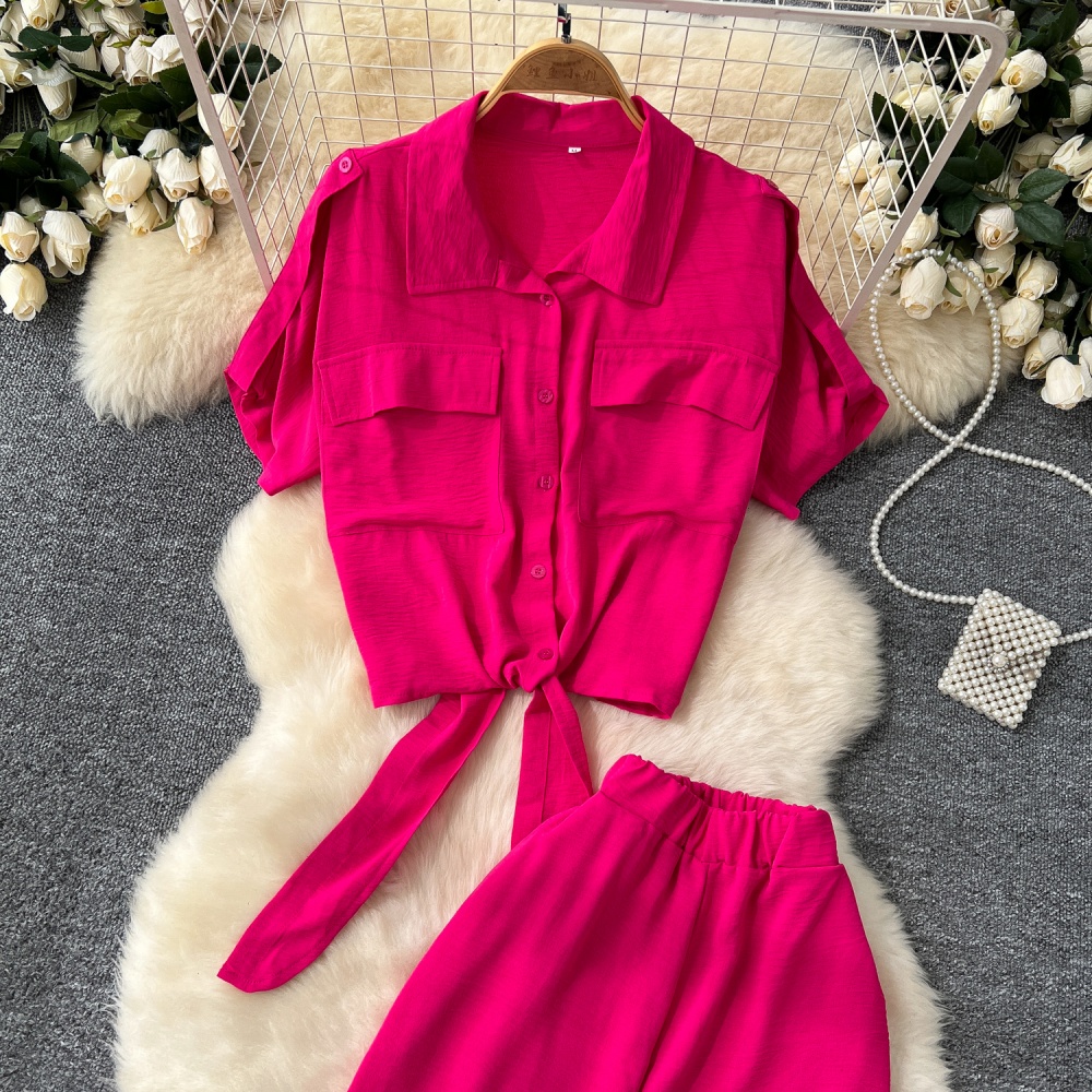 Short sleeve long pants bandage tops 2pcs set