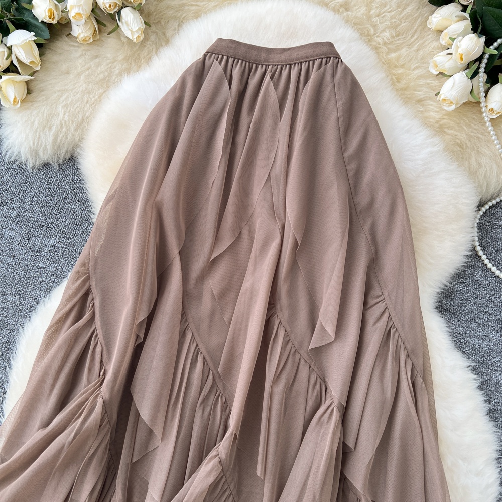 A-line slim high waist irregular lotus leaf edges lady skirt