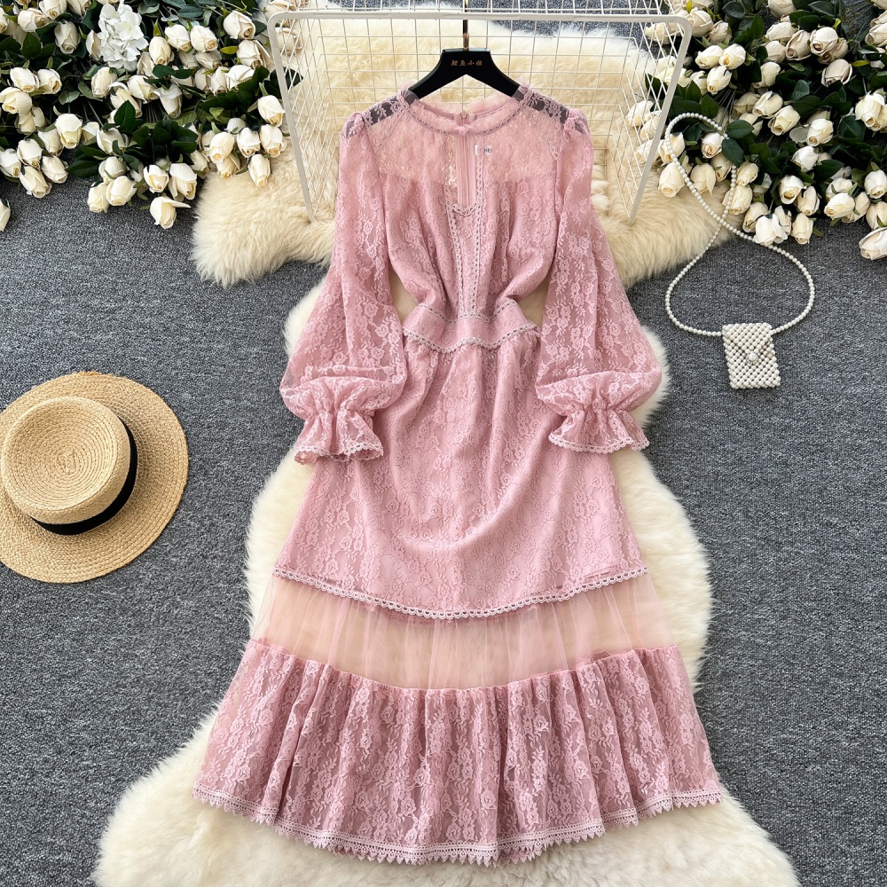 Lace fashion dress embroidery long dress for women