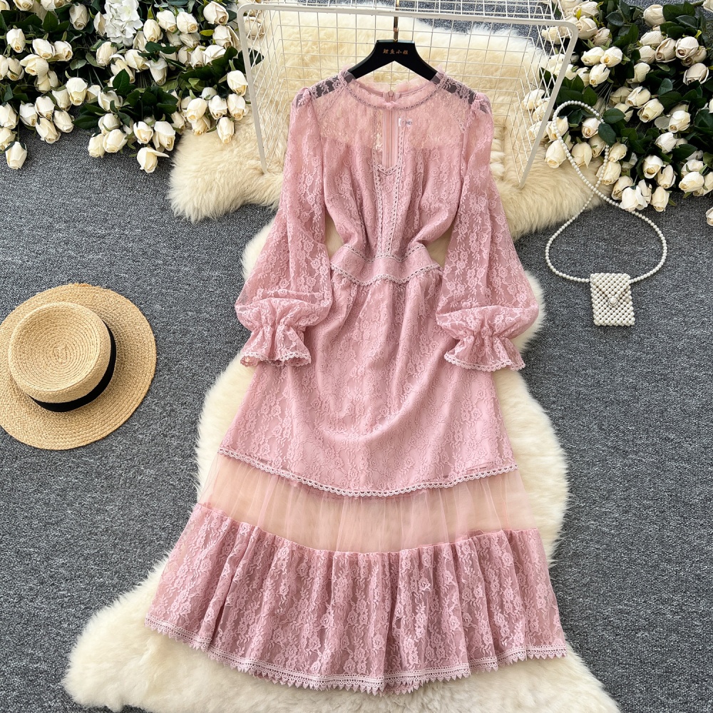 Lace fashion dress embroidery long dress for women