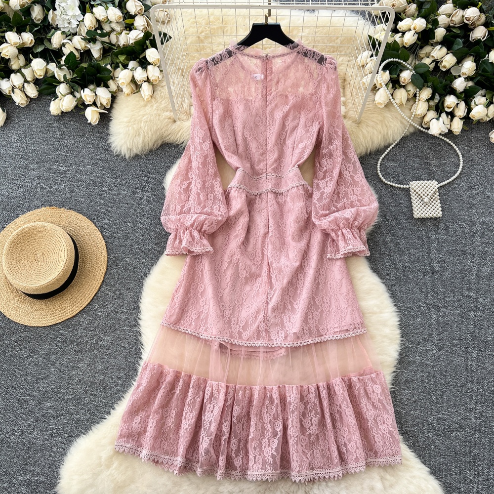 Lace fashion dress embroidery long dress for women