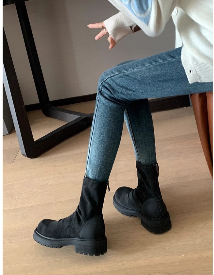 Low cylinder cozy fold retro broadcloth winter Casual boots