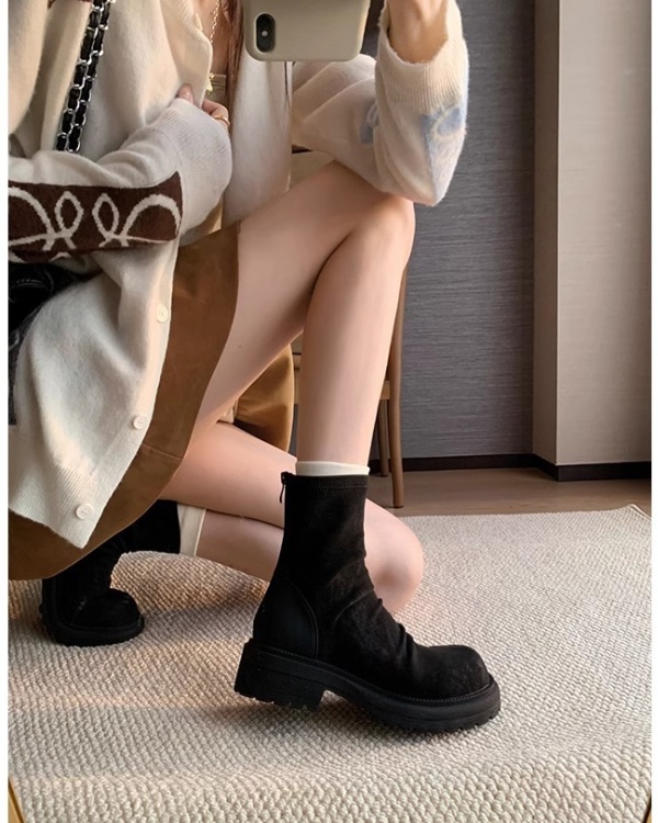 Low cylinder cozy fold retro broadcloth winter Casual boots