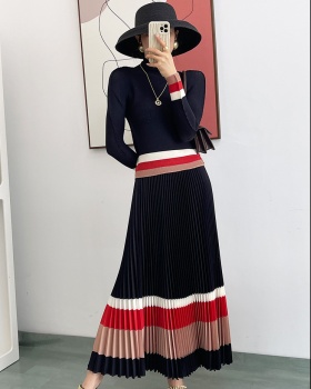 Autumn slim bottoming shirt long sleeve fold long skirt