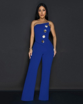 Loose wide leg pants irregular jumpsuit