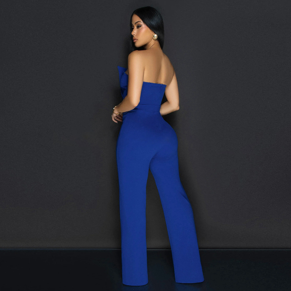 Loose wide leg pants irregular jumpsuit