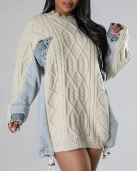 Thick drawstring frenum temperament pullover sweater