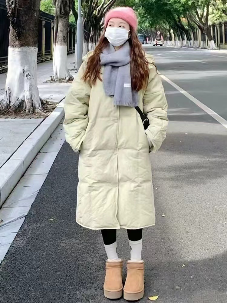 Winter exceed knee coat small fellow hooded down coat for women