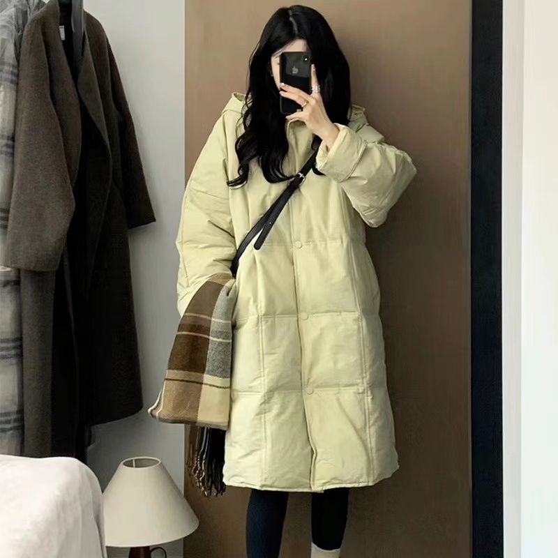 Winter exceed knee coat small fellow hooded down coat for women