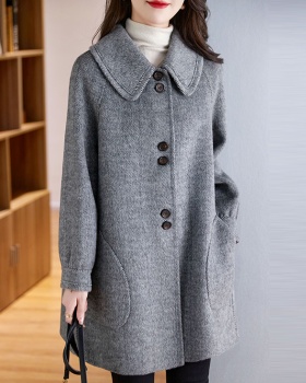 Woolen A-line woolen coat red coat for women