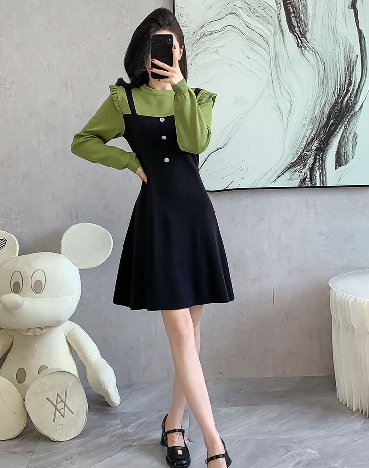 Long sleeve ladies knitted autumn and winter temperament dress