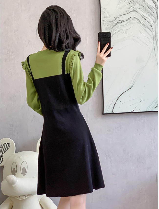 Long sleeve ladies knitted autumn and winter temperament dress