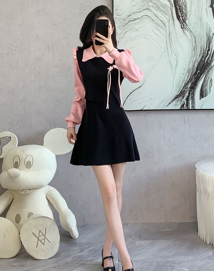 Slim knitted sweater doll collar sweet dress