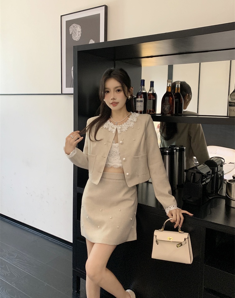 Autumn and winter chanelstyle ladies weave skirt 2pcs set