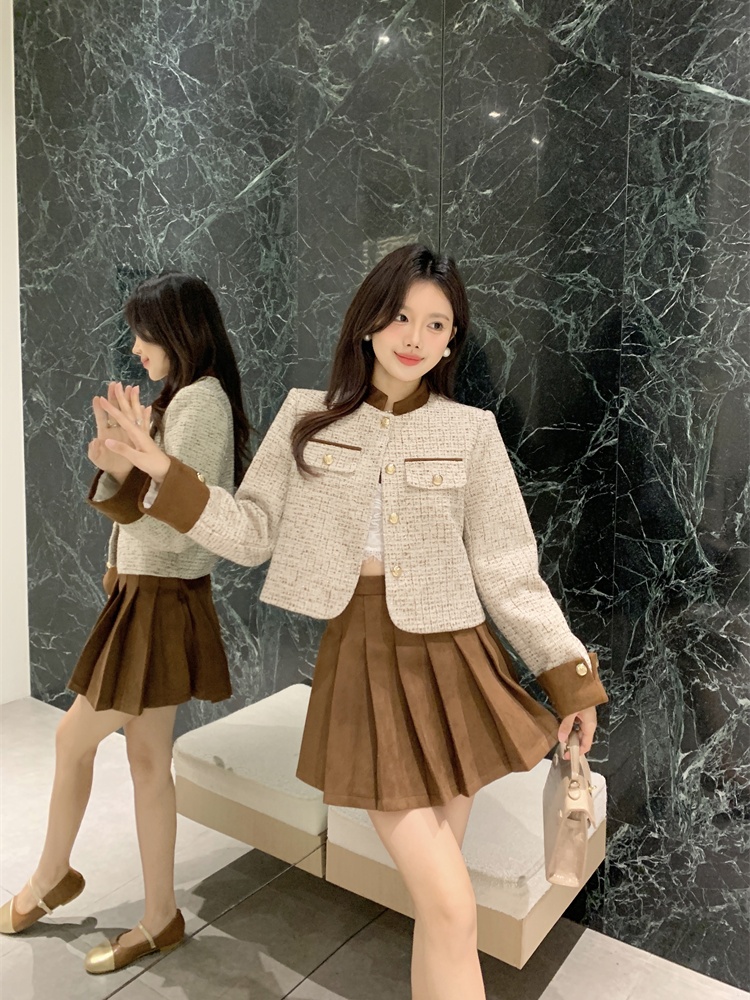 Ladies autumn short skirt slim skirt 2pcs set