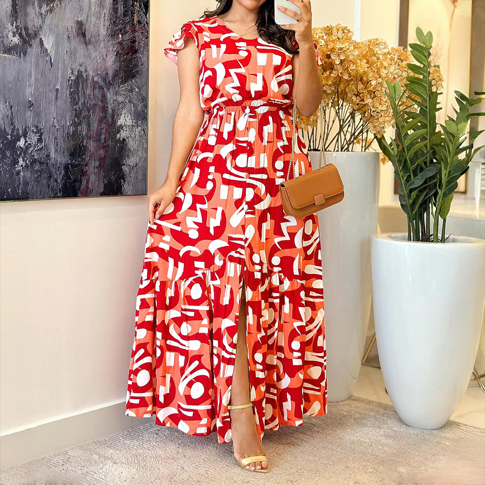 Casual split dress slim temperament long dress